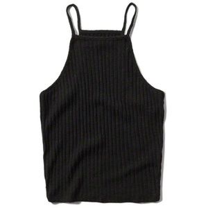 A&F black ribbed high neck cami